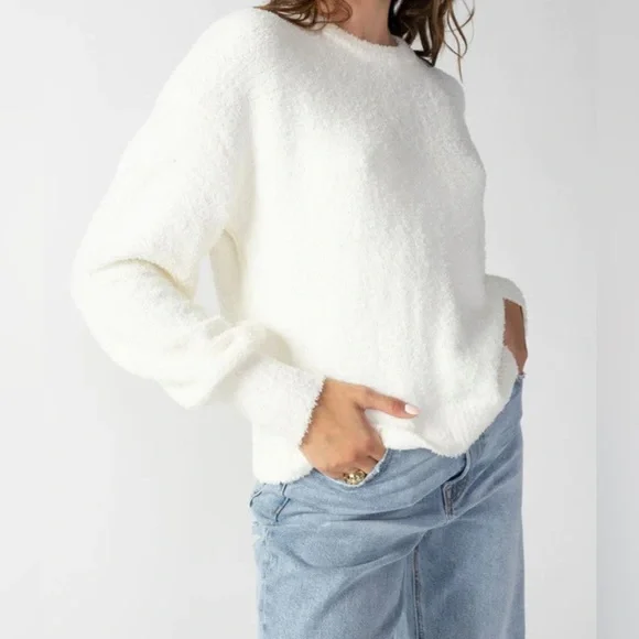 Sanctuary From Anthropologie Plush Volume Sleeve Crew Neck Sweater Size L - Picture 1 of 8